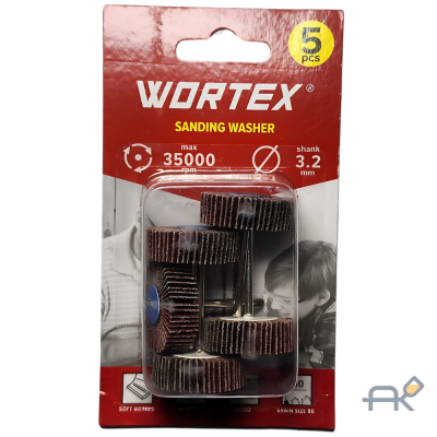 Шлифовальная шайба 32 мм WORTEX (раб. диам. 32 мм. диам. хвостовика 3.2 мм. зерно 80. 35000 об/мин) (ETEG3232018)